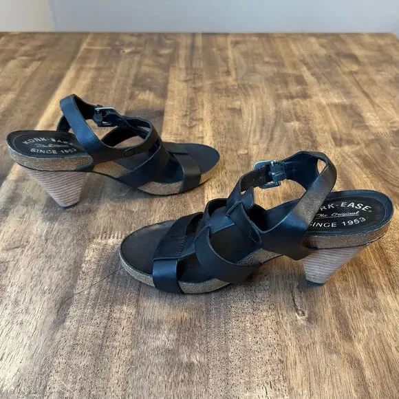 Kork-Ease Elinor Sandal Heel Genuine Leather Cork Strappy Black US 8 EU 39 - Picture 8 of 12